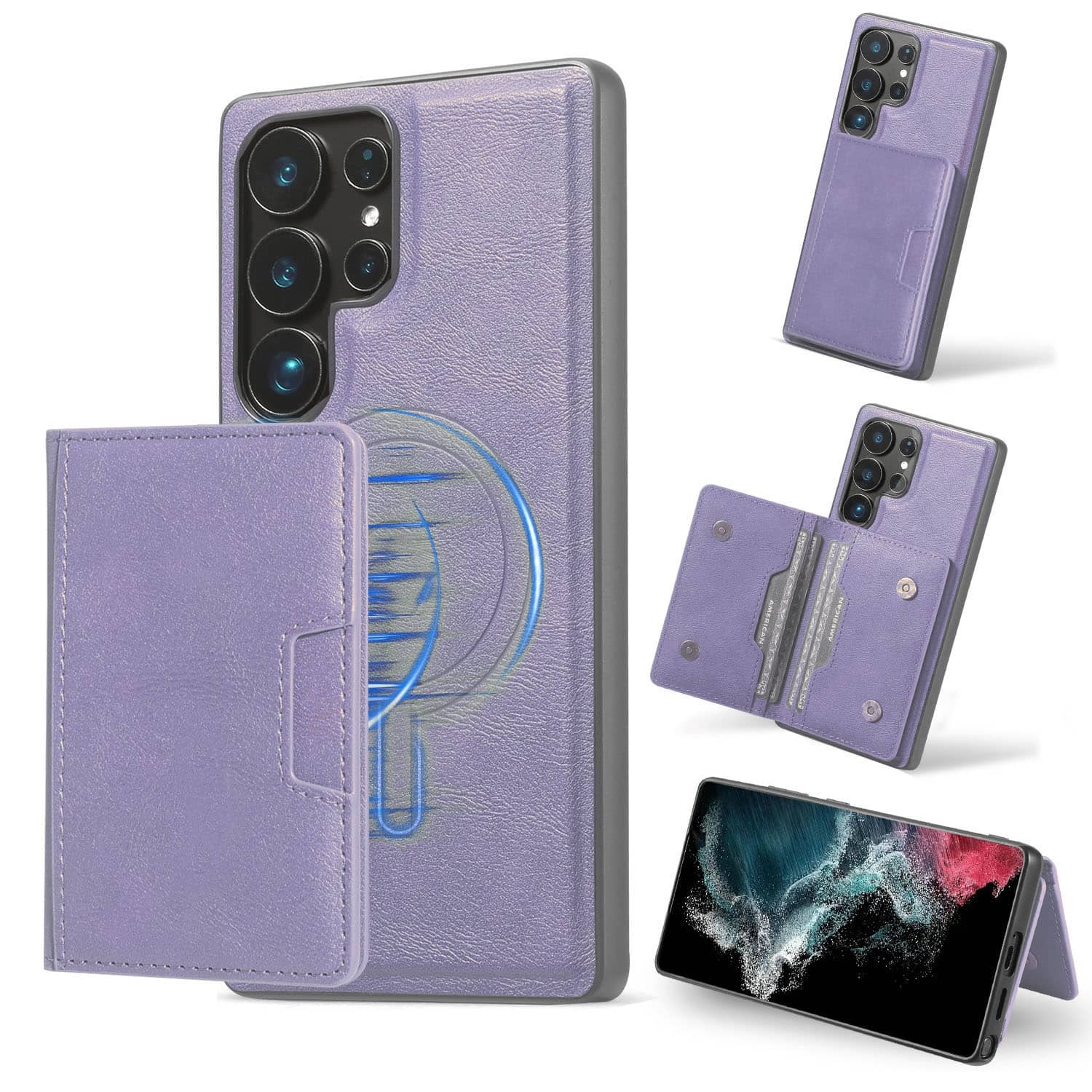 Dteck - Detachable Magnetic PU Leather Cover For Samsung Galaxy S26 Ultra, Shockproof Card Holder Wallet Protection Case - Purple price history on PriceWatchPro