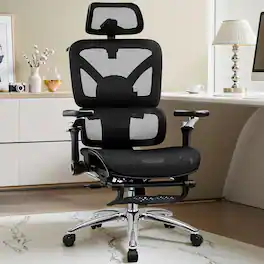Brick Attic - Breathable Ergonomic Office Chair with Adjustable Headrest & Lumbar Support, High-Back Mesh Desk Chair with 3D Armrests - Black