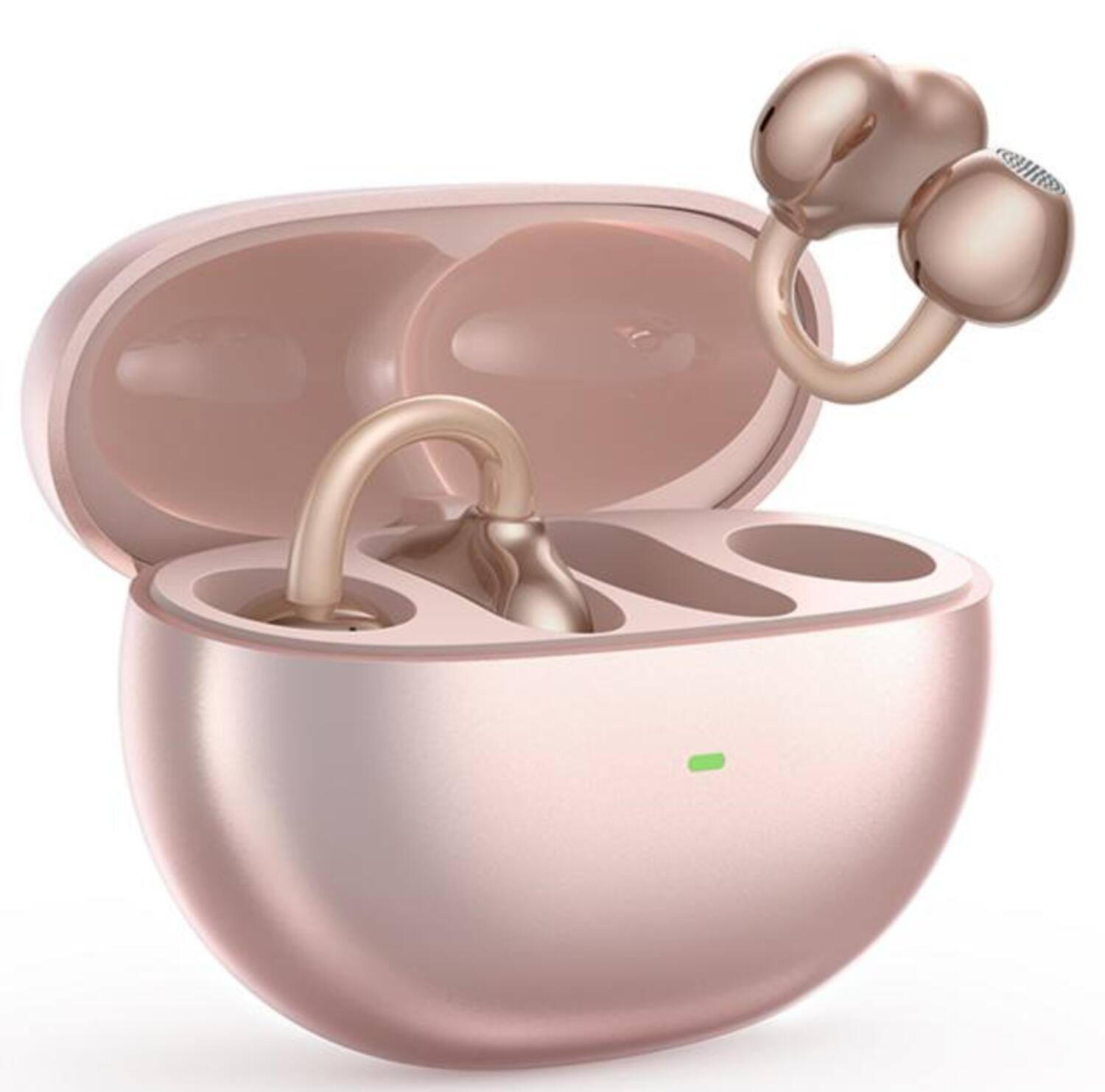 Angle. Tronsmart - OpenFly Clip Open-Ear Wireless Clip-On Earbuds w/ Bluetooth 6.0, AI ENC Microphones, 24H Battery, IPX5 & Tap Control - Rose Gold.