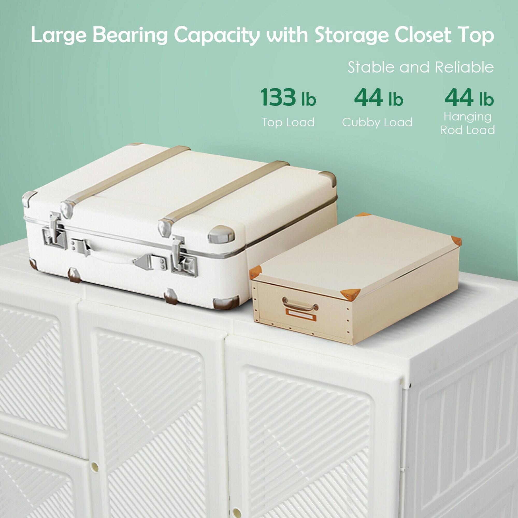 Large Bearing Capacity with Storage Closet Top  
Stable and Reliable  

133 lb Top Load  
44 lb Cubby Load  
44 lb Hanging Rod Load
