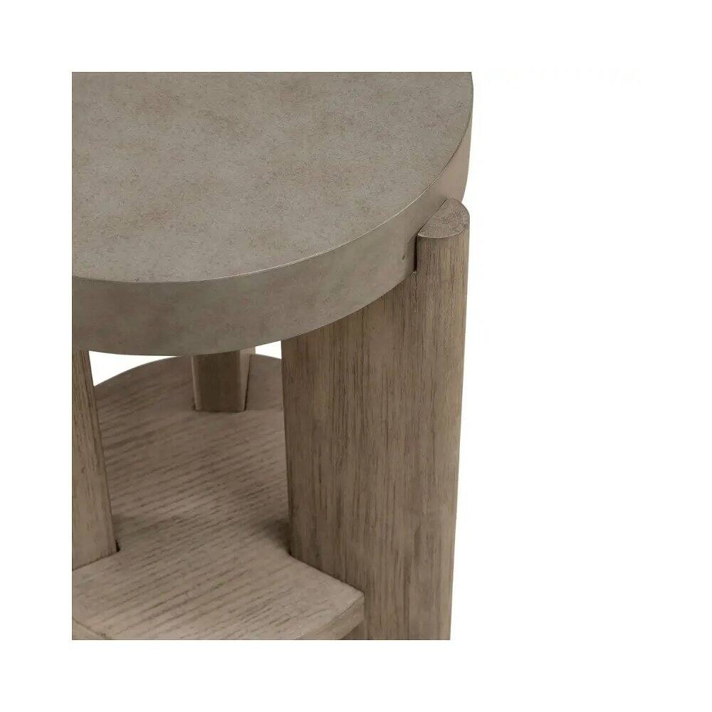 Angle. Liberty Furniture Industries - Affinity Chairside Table for Living Room - Dusty Taupe Faux Concrete Tops - Brown.