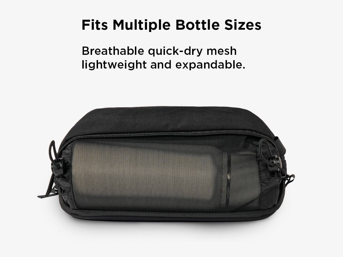 Fits Multiple Bottle Sizes  
Breathable quick-dry mesh lightweight and expandable.