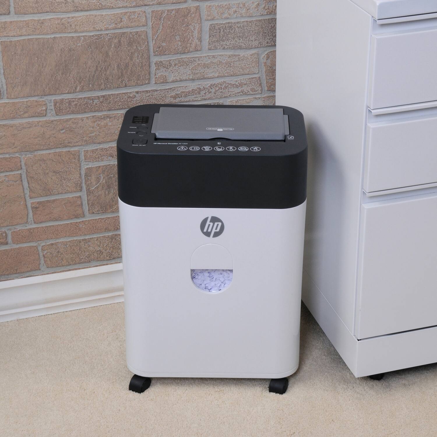 Alt View 4. HP - AF1009 Micro-Cut Shredder, Automatic Sheet Feeding - White.
