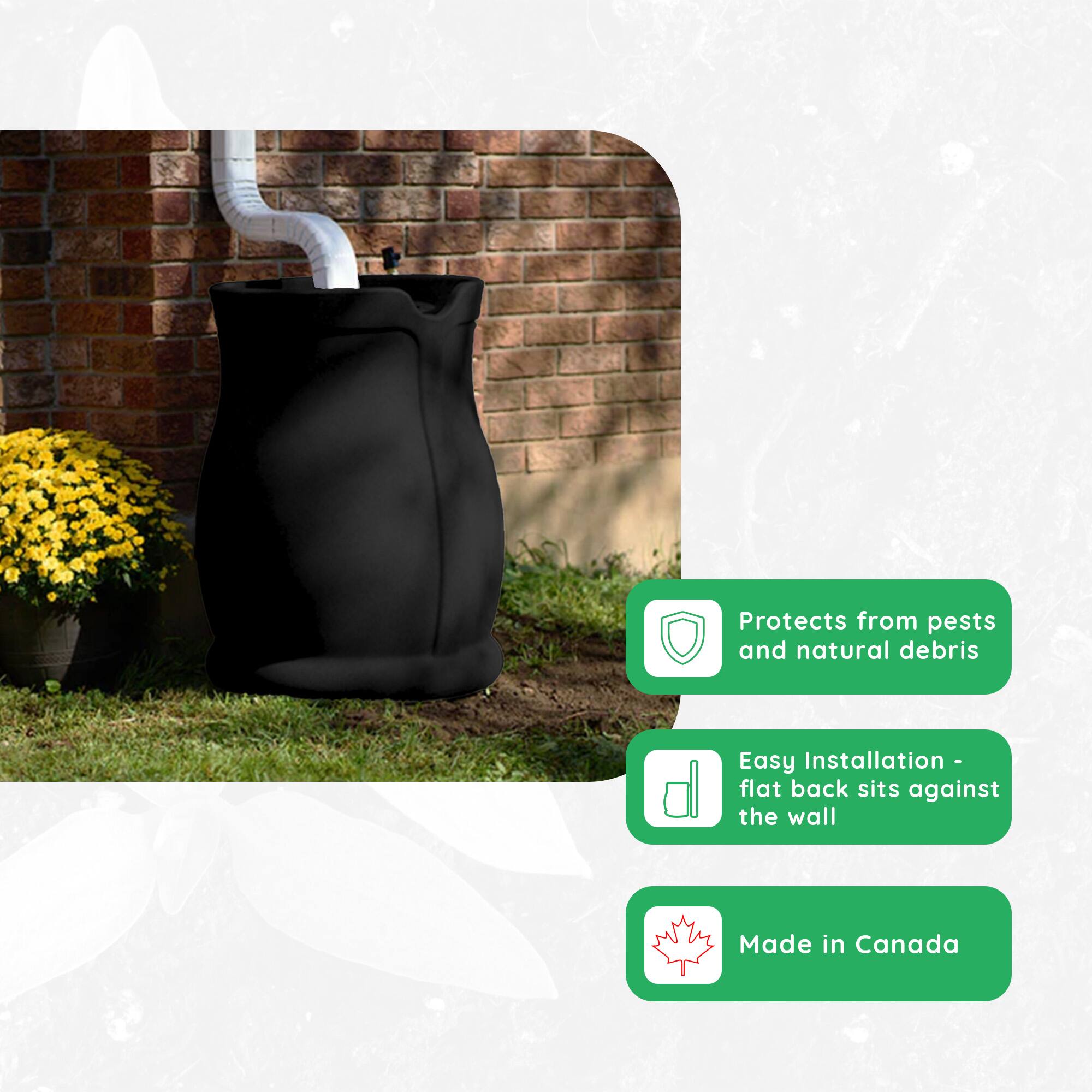 Protects from pests and natural debris  
Easy Installation - flat back sits against the wall  
Made in Canada