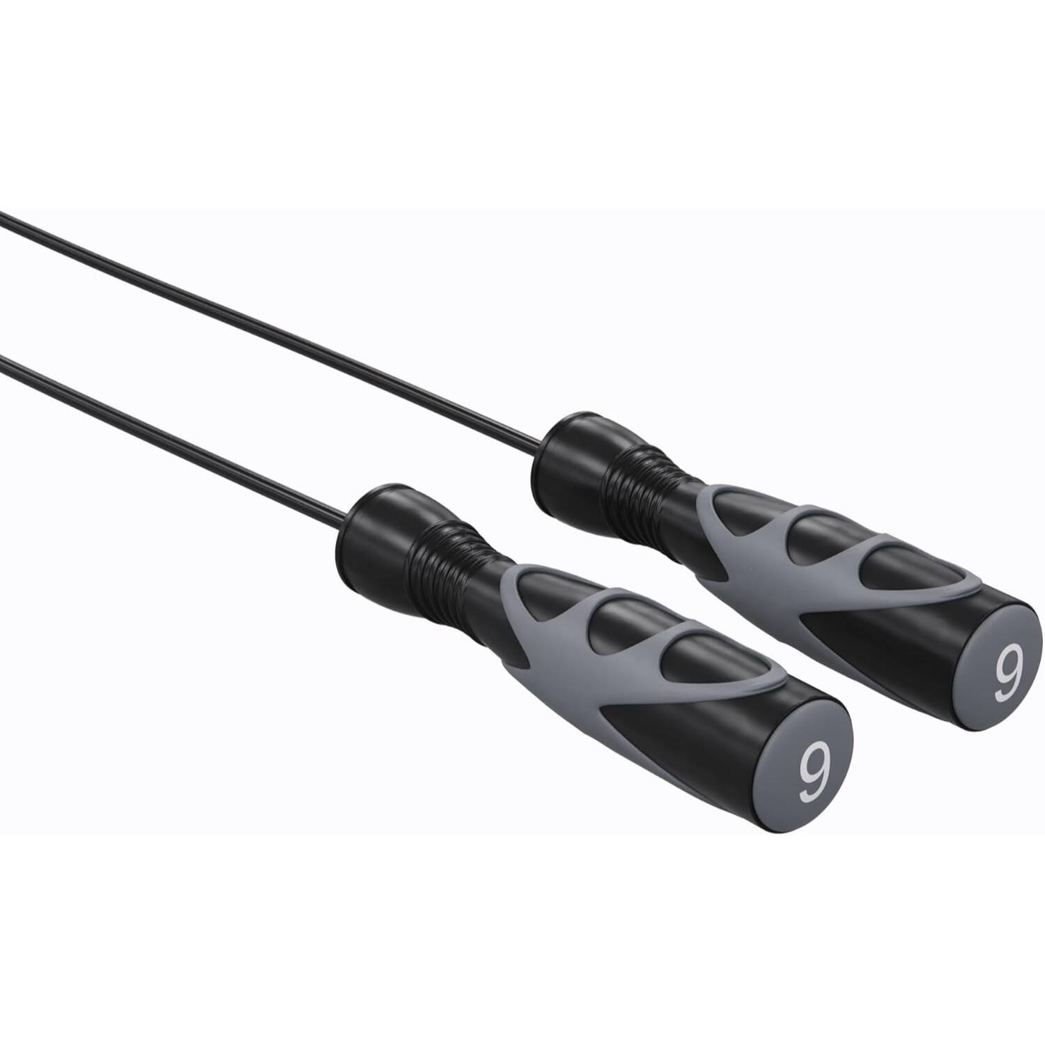 Alt View 2. Power Systems - Elite Jump Rope (9 ft), Vinyl Training Rope for Cardio, Fitness & Skipping Exercise - Black/Gray.
