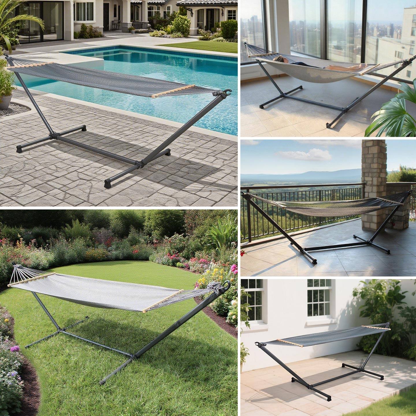 Alt View 6. SUNJOY - Sunjoy Hammock Nizza Complete with Polypropilene Net Grey.