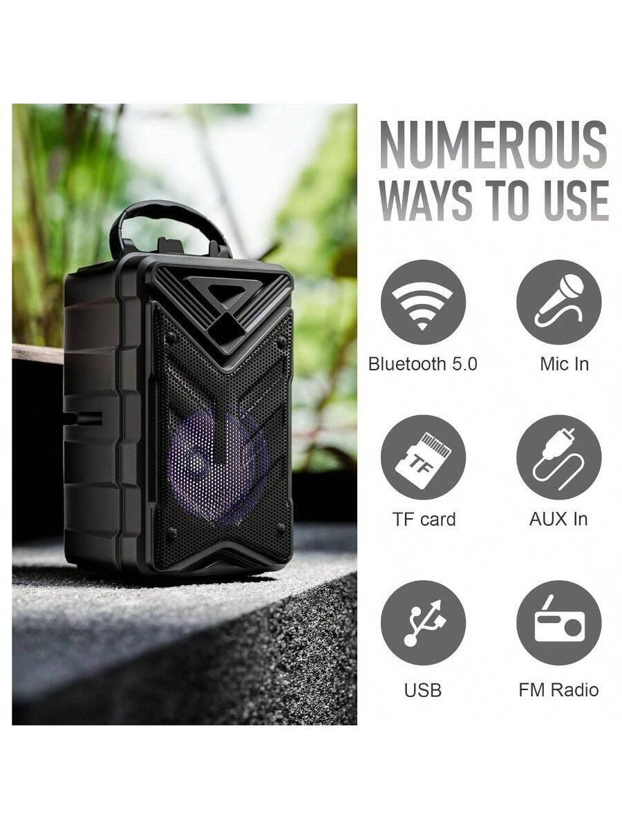 NUMEROUS WAYS TO USE

- Bluetooth 5.0
- Mic In
- TF card
- AUX In
- USB
- FM Radio