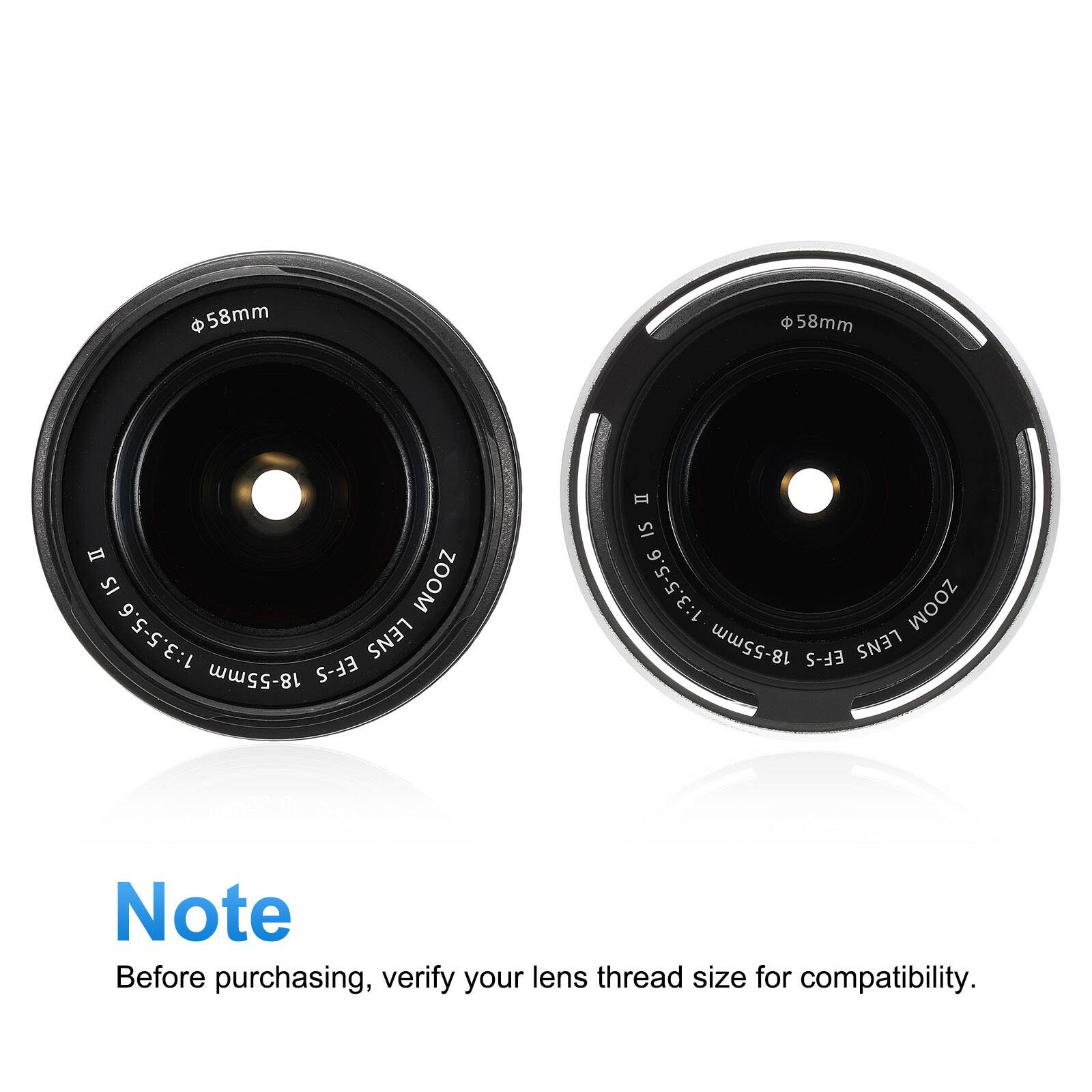 58mm II IS ZOOM 1:3.5-5.6 EF-S LENS  
18-55mm II IS 1:3.5-5.6 ZOOM 18-55mm EF-S LENS  

Note  
Before purchasing, verify your lens thread size for compatibility.