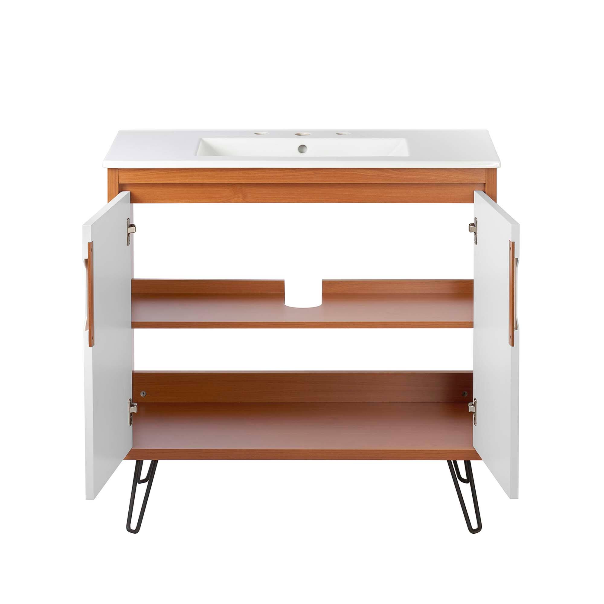 Alt View 1. Modway - Energize Bathroom Vanity Basin Included by Modway - Cherry-White-White.