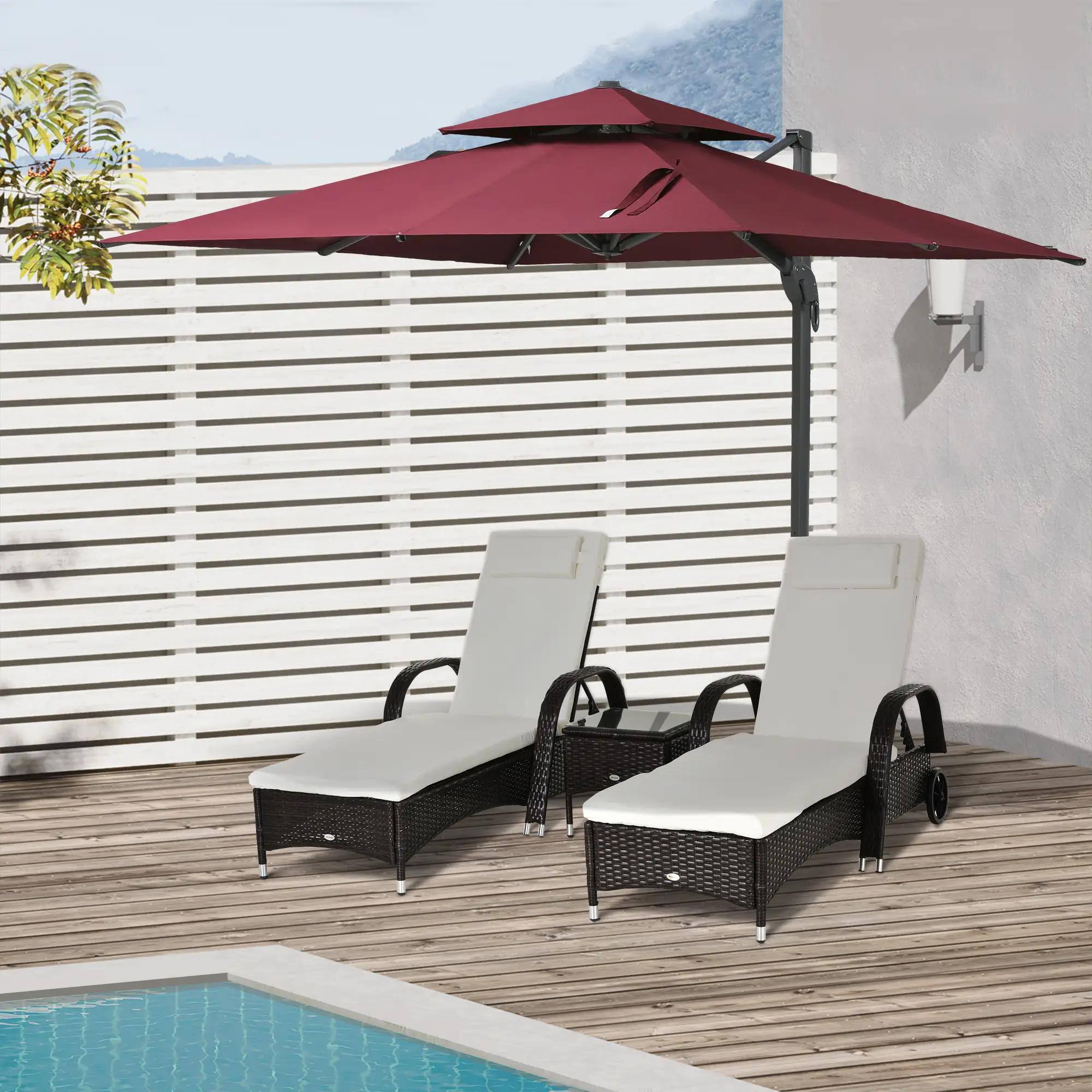 Alt View 6. Spaco - Spaco 10ft Cantilever Patio Umbrella, Square Tilt Design with 360 Rotation - Red.