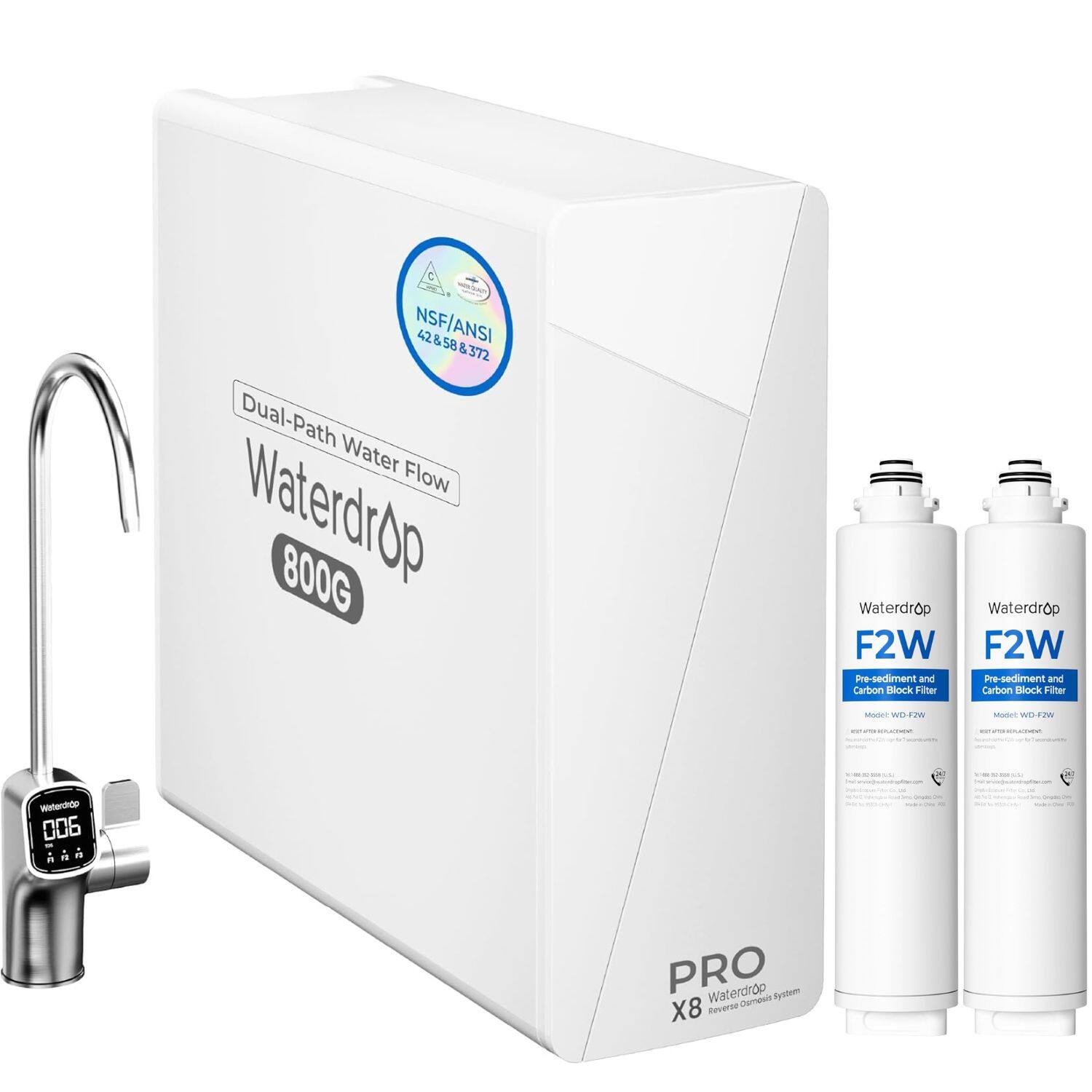Waterdrop - X8-PRO Reverse Osmosis Water Filter Extar F2W-2 Filters - White price history on PriceWatchPro