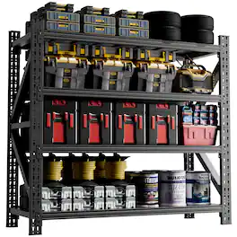 Boyel Living - 5000 lbs Heavy Duty Garage Shelving 4-Shelf Adjustable Metal Storage Unit (63"H x 67"W x 23.7"D)Industrial Shelving - Black