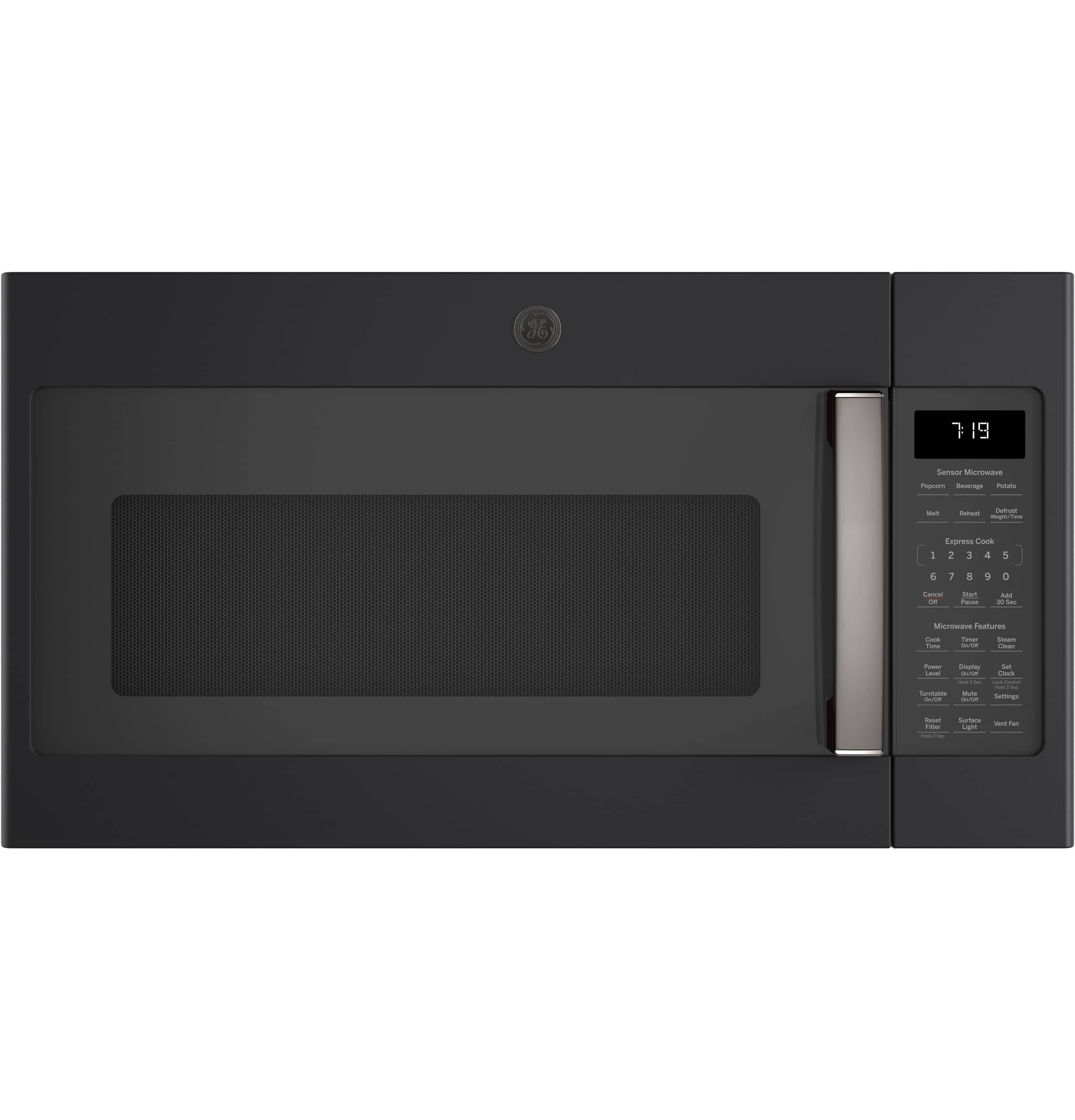 GE - 1.9 Cu. Ft. Over-the-Range Microwave with Steam Cleaning - Black Slate - Front_Zoom