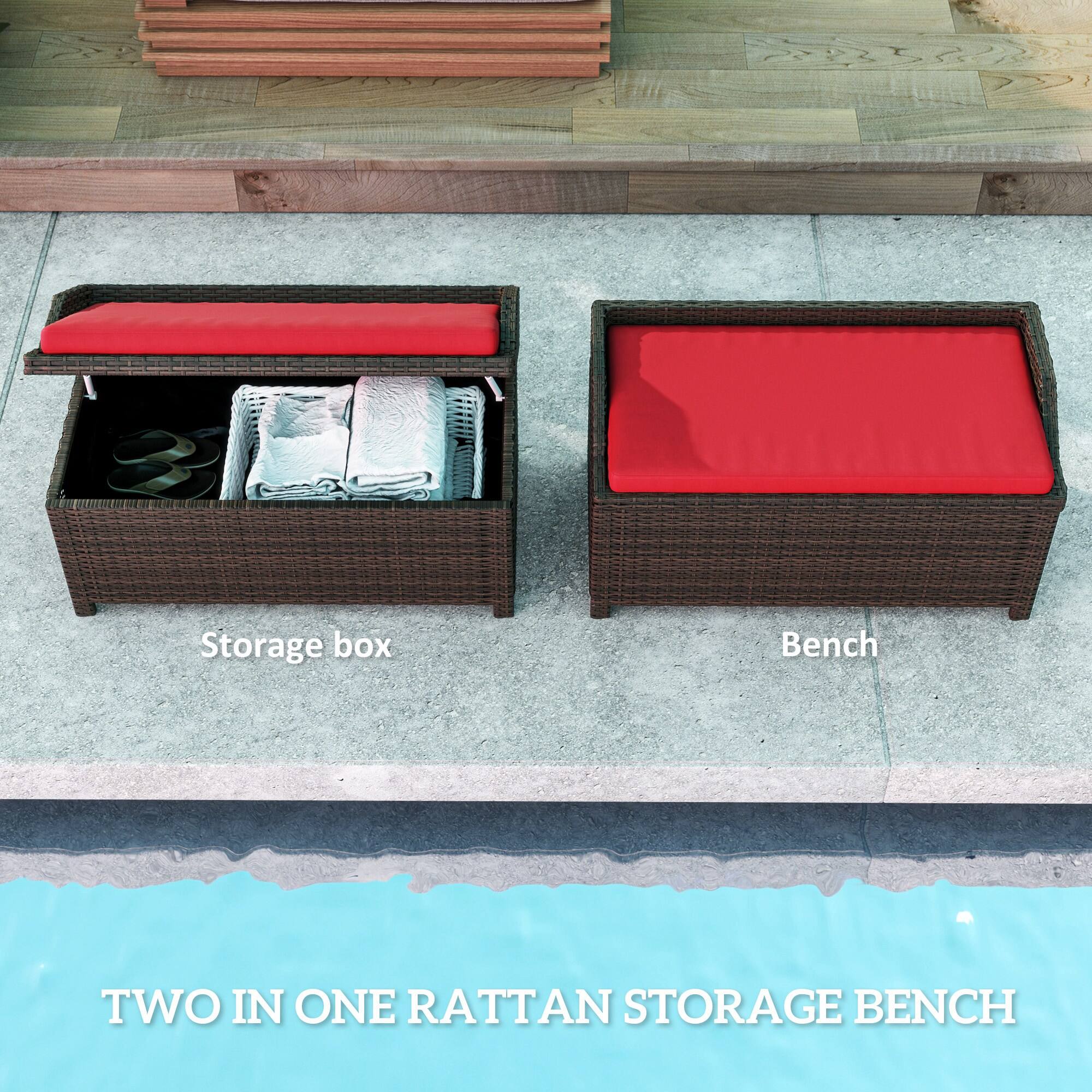 TWO IN ONE RATTAN STORAGE BENCH

Storage box
Bench