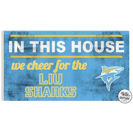 Jardine - LIU Sharks 11'' x 20'' Indoor/Outdoor In This House Sign - Light Blue