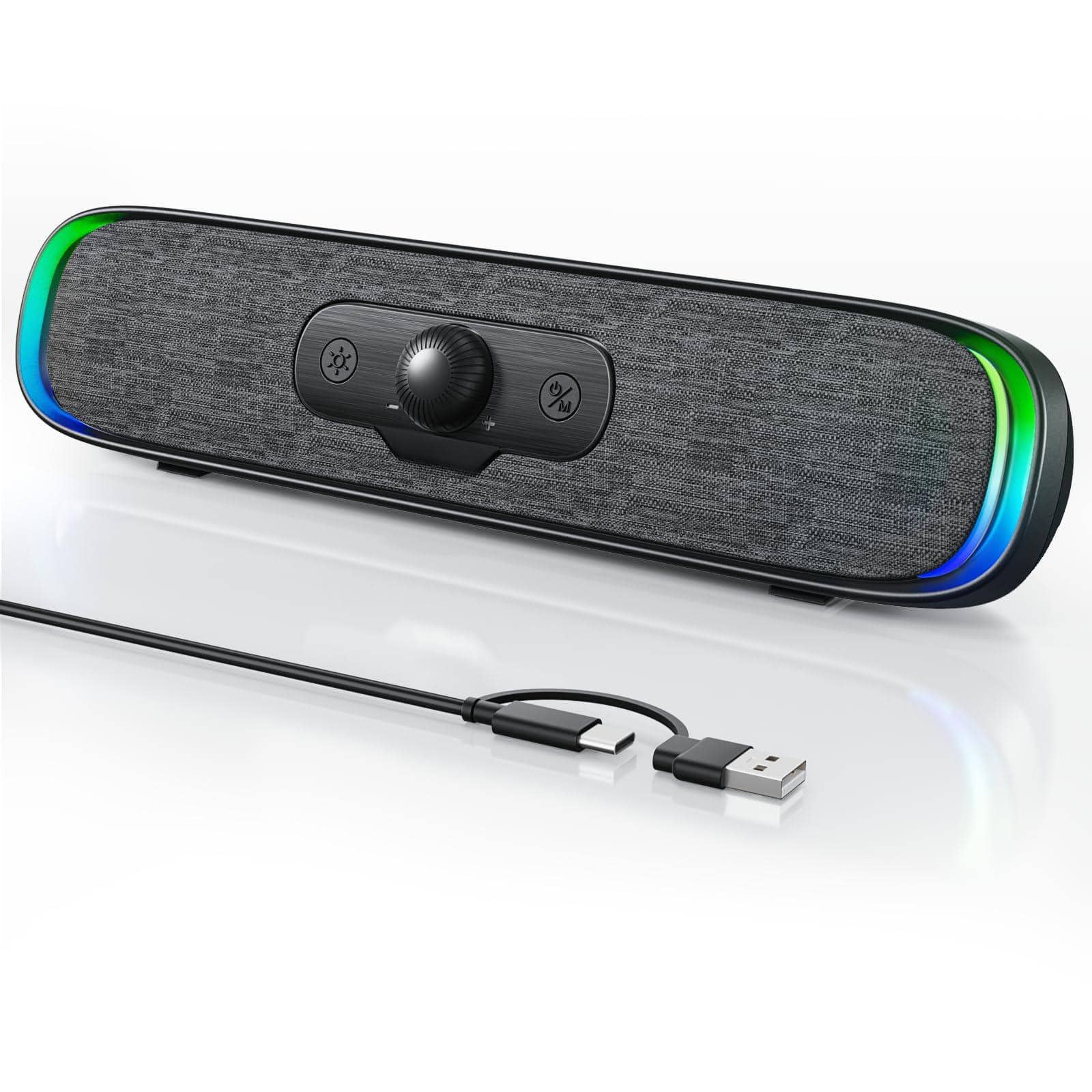 Cozy Serene - Led Usb usb Light R200 Computer Speakers Compact Pc Usb C/usb Plug & Play Desktop With Colorful Led Lights Clear Sound - Default