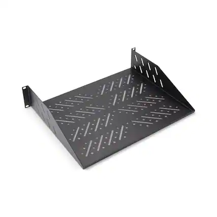 Front. On Stage Stands - On-Stage Vented Rack Shelf - 2U - Black.