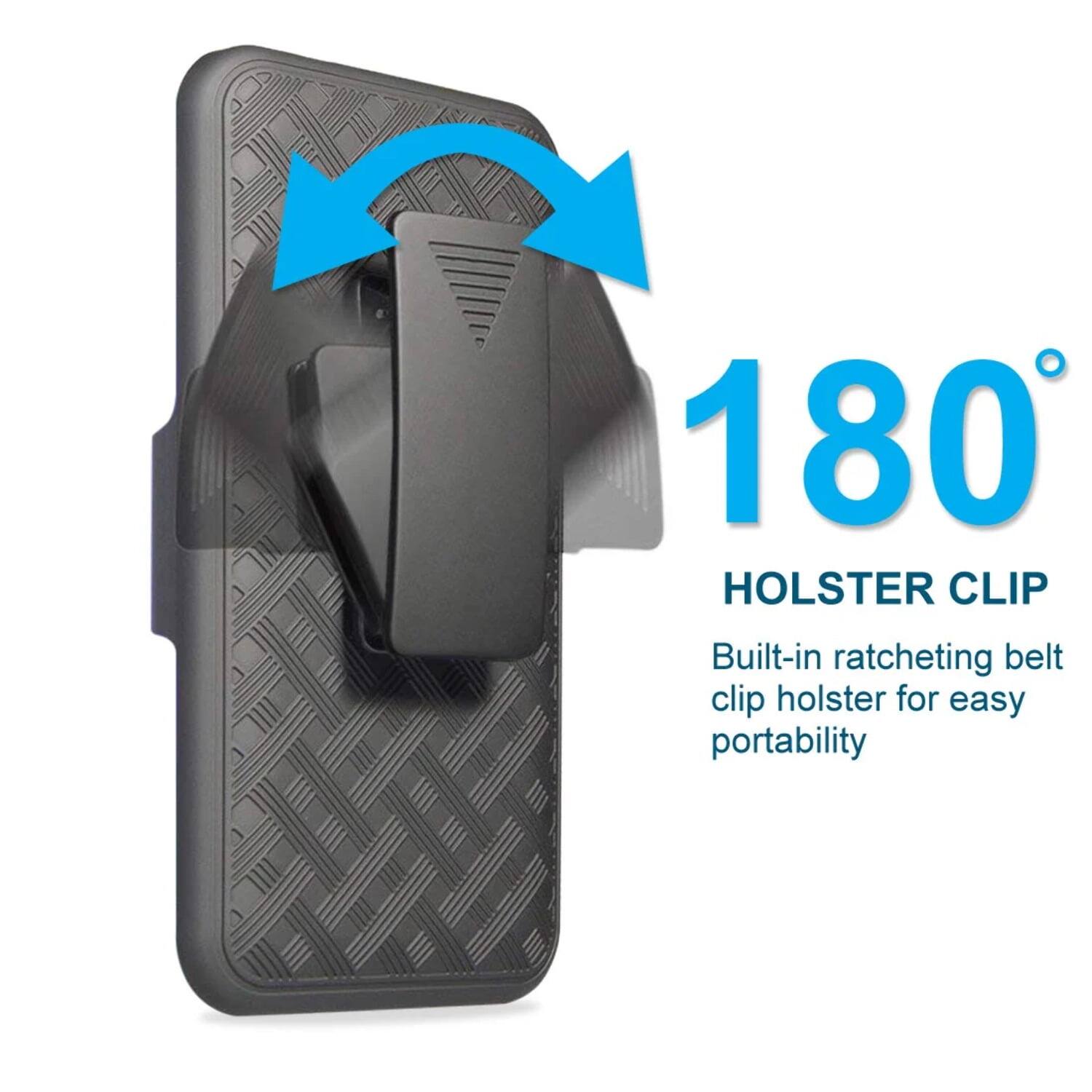 180° HOLSTER CLIP  
Built-in ratcheting belt clip holster for easy portability
