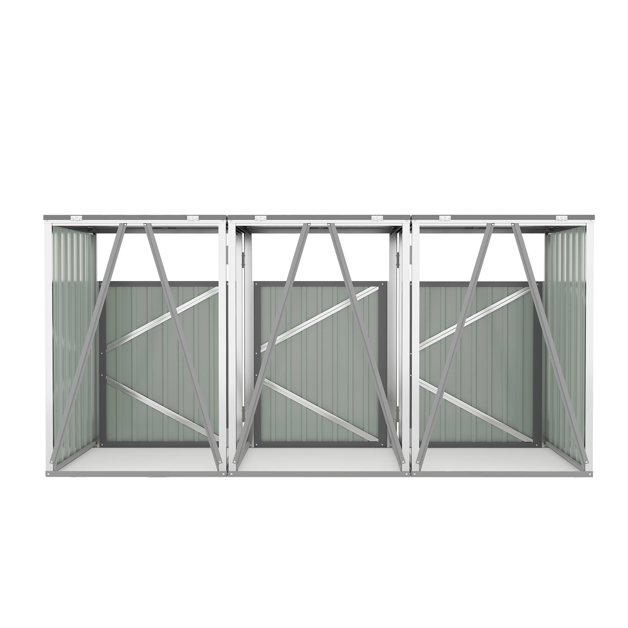 Alt View 5. Mondawe - 3 Trash Garbage Bin Shed Stores with Pneumatic Support Rod,Lockable Doors & Waterproof Lid Chain - Light Gray.