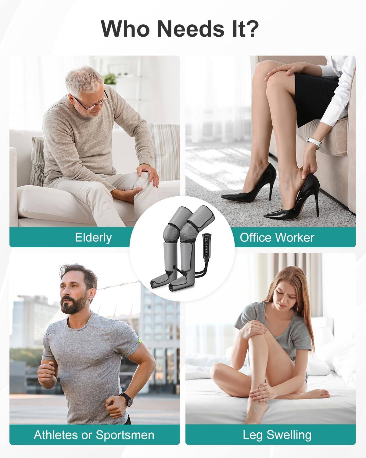 Who Needs It? Elderly, Office Worker, Athletes or Sportsmen, Leg Swelling
