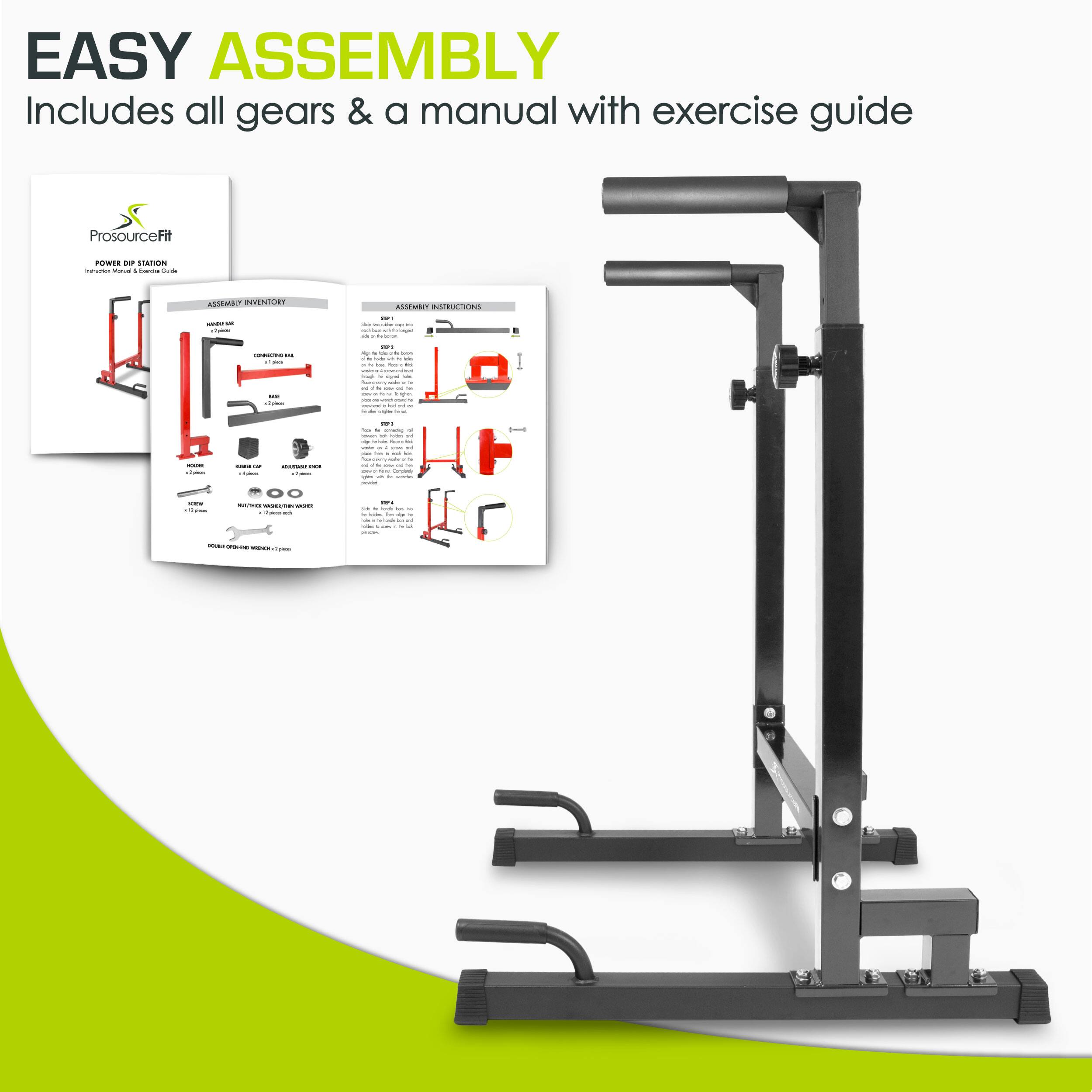 EASY ASSEMBLY Includes all gears & a manual with exercise guide ProsourceFit M - ir : - + - - ASSAMBUT NVENTUE AM  : : i - : - - i - I - -.. e - I - i I :  - : 00 I - I -  I - - : - .