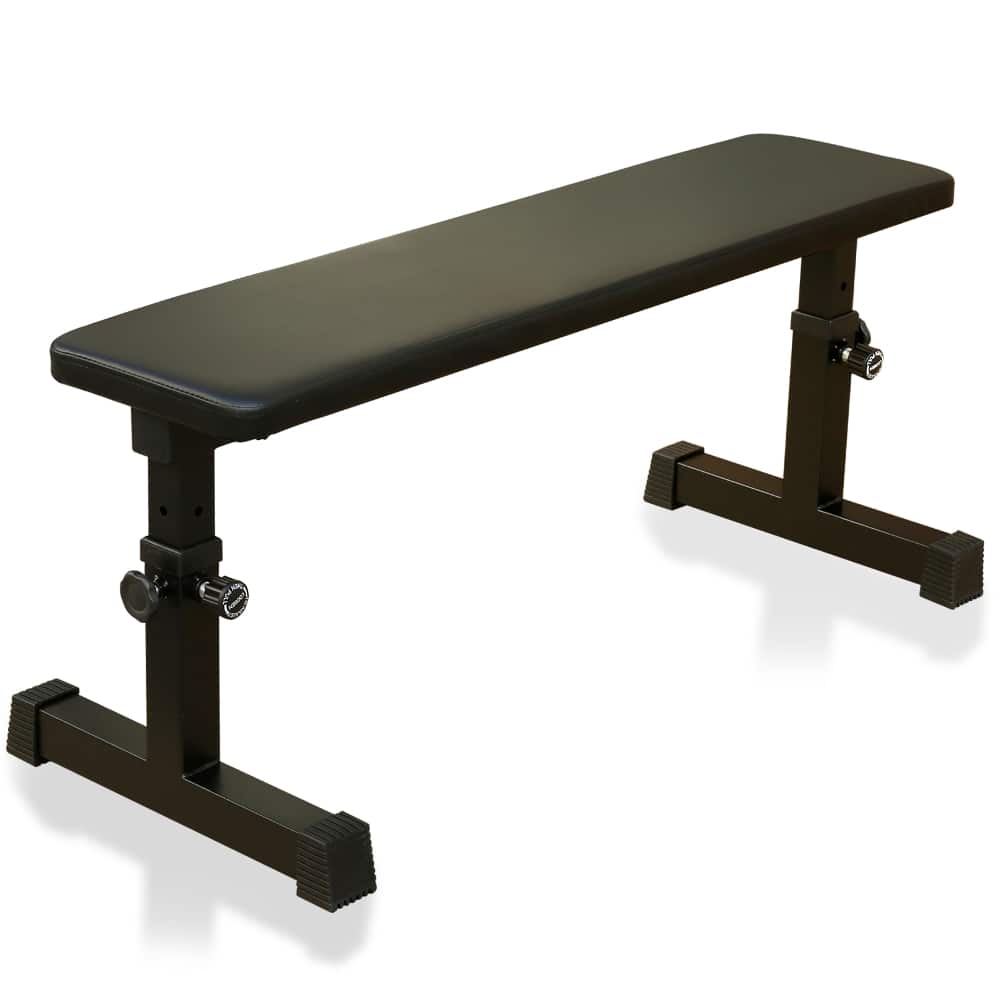 Ropilly - Flat Weight Bench for Strength Training Adjustable Height Heavy Duty Dumbbell Bench for Home Gym - Black