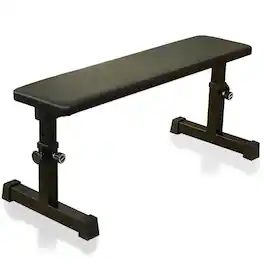 Ropilly - Flat Weight Bench for Strength Training Adjustable Height Heavy Duty Dumbbell Bench for Home Gym - Black