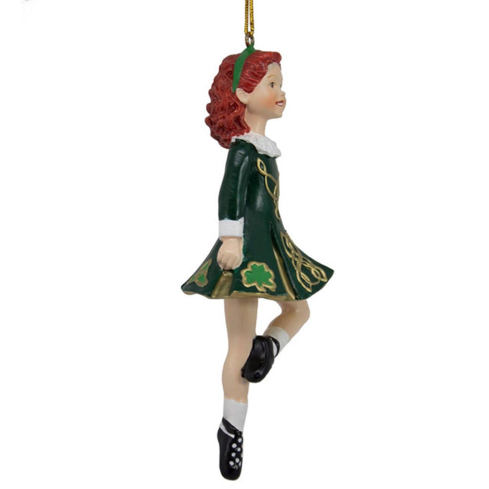 Angle. Kurt S Adler - Kurt Adler Step Irish Dancer Girl in Green Dress Resin Christmas Tree Ornament 6 inch - Green.