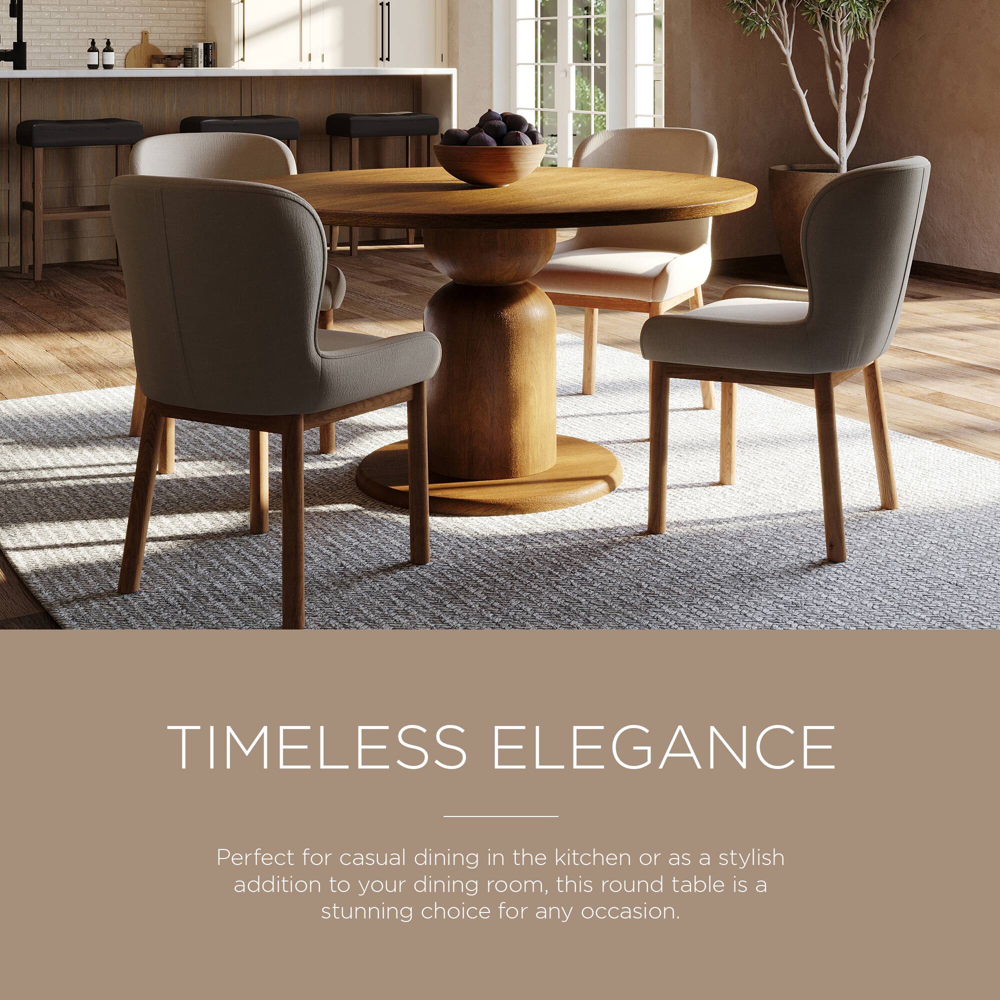 TIMELESS ELEGANCE

Perfect for casual dining in the kitchen or as a stylish addition to your dining room, this round table is a stunning choice for any occasion.