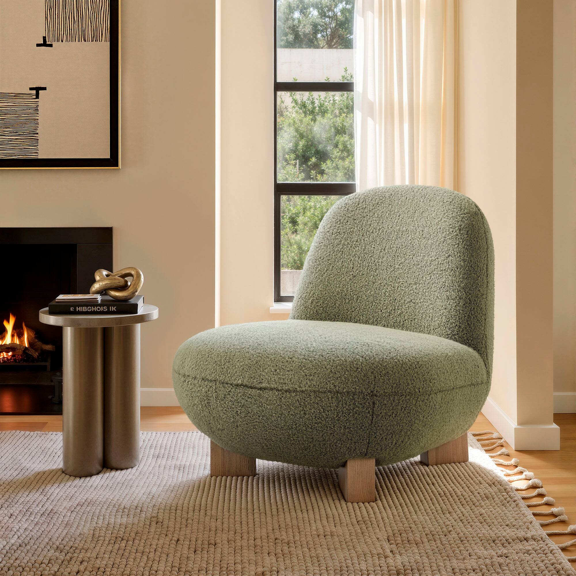 Front. Modway - Norwood Faux Mohair Bean Shaped Accent Chair by Modway - Moss.