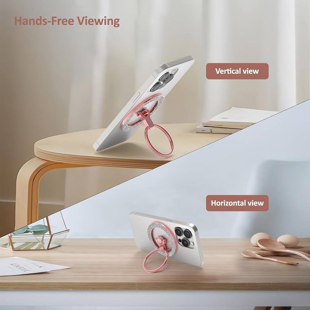 Left. PARKER SLATER - Magnetic Phone Ring Holder & Grip, Glitter Rose Gold - Glitter Rose Gold.