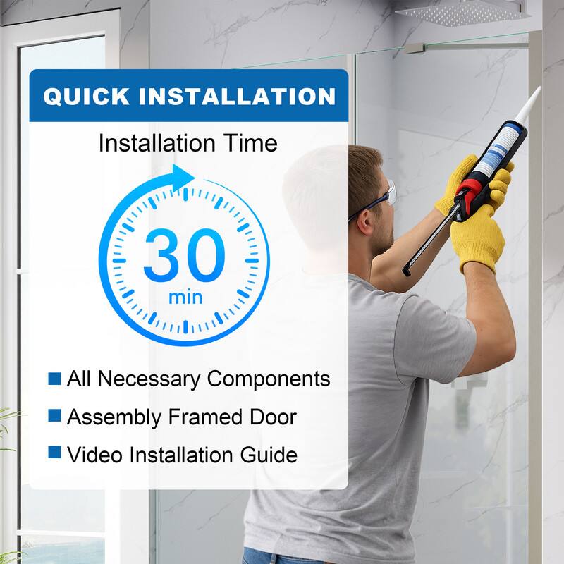 QUICK INSTALLATION  
Installation Time: 30 min  
- All Necessary Components  
- Assembly Framed Door  
- Video Installation Guide