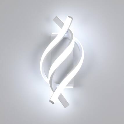 Front. Auledio - Modern Spiral LED Wall Sconce, 220V Cool White 6500K, Indoor Wall Light for Bedroom, Hallway, Office (White) - White.