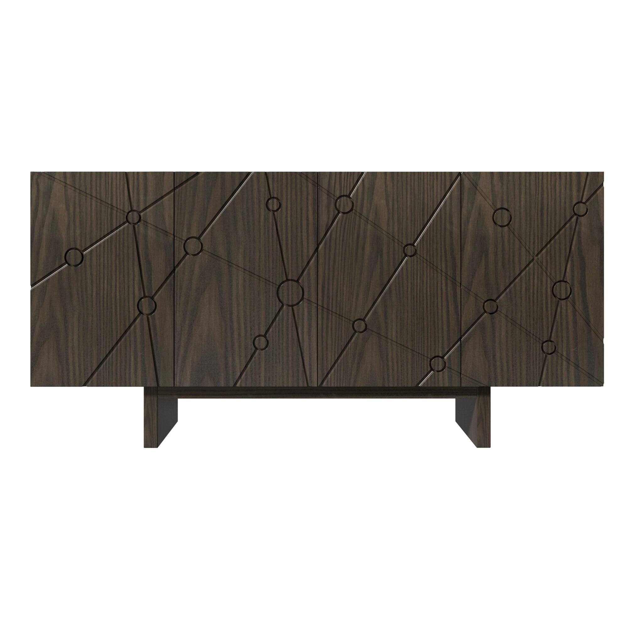 Boyel Living - 4-Door Modern Wood Grain Accent Storage Cabinet For Living Room and Kitchen-Dining Room - Brown