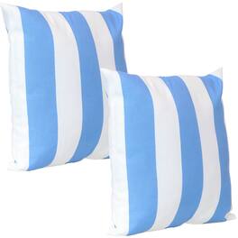 Sunnydaze - Square Throw Pillow Cover - 17 in - Set of 2 - Beach-Bound Stripe