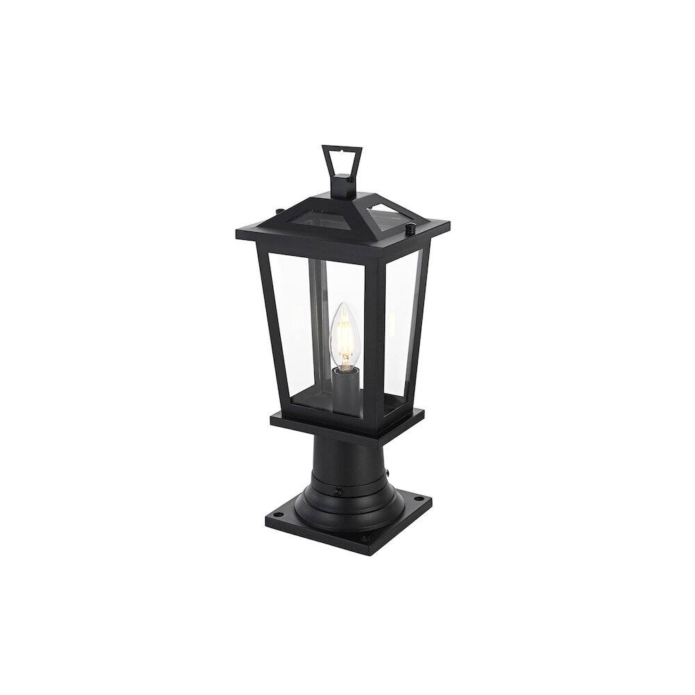 Angle. Elegant Lighting - Berks 7 inch Outdoor Pendant in Black - Black.