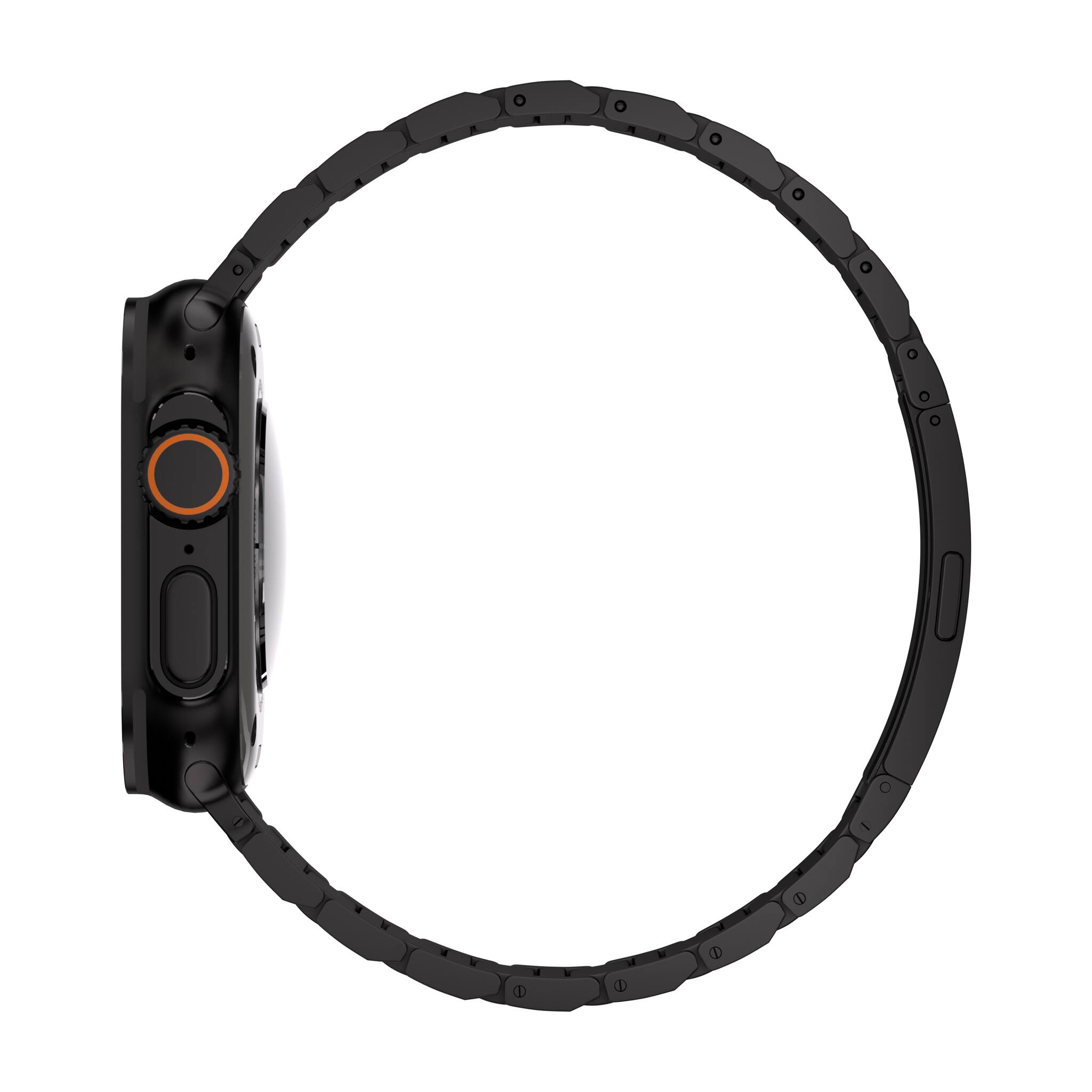 Left. Ultra Supply Co - Titan G4 Titanium Band for Apple Watch Ultra 3/2/1 - Black Titanium.
