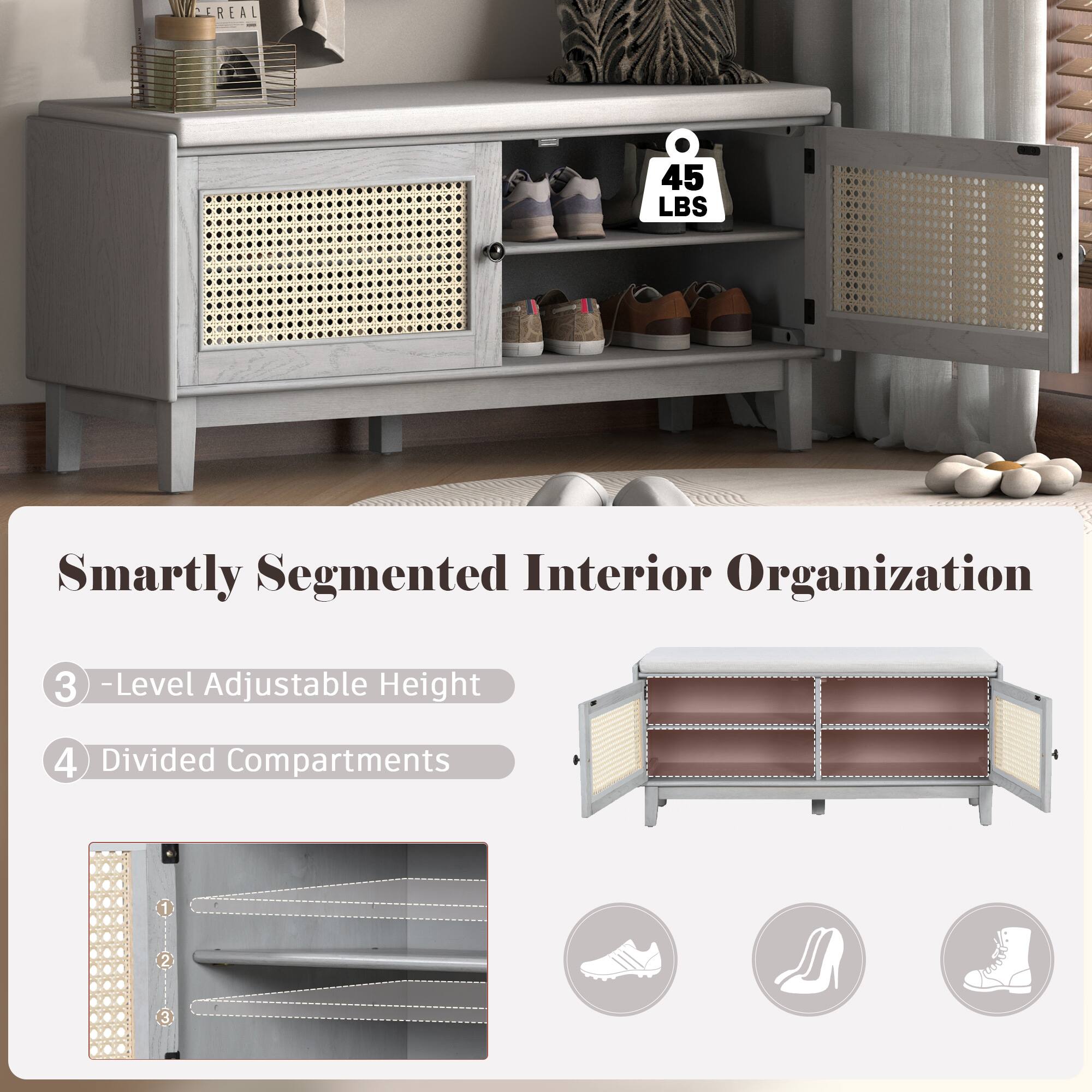 FREAL 45 LBS Smartly Segmented Interior Organization  
3-Level Adjustable Height  
4 Divided Compartments