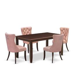 East West Furniture - 5 Piece Kitchen Table Set Contains a Rectangle Dining Table - Red