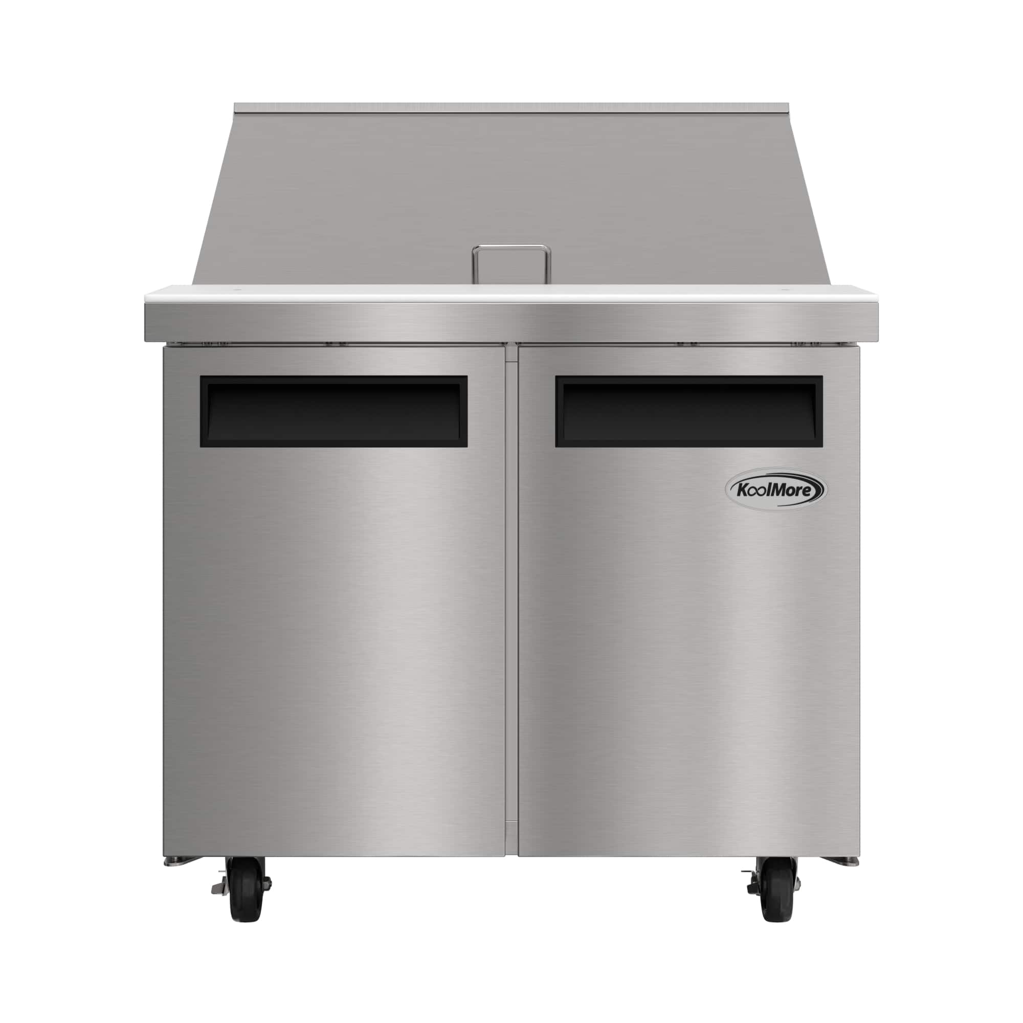 Koolmore - 36 in. Commercial 2-Door Refrigerated Mega Salad and Sandwich Prep Table, 15 Pan Capacity and 11 Cu. Ft. of Storage - Stainless Steel