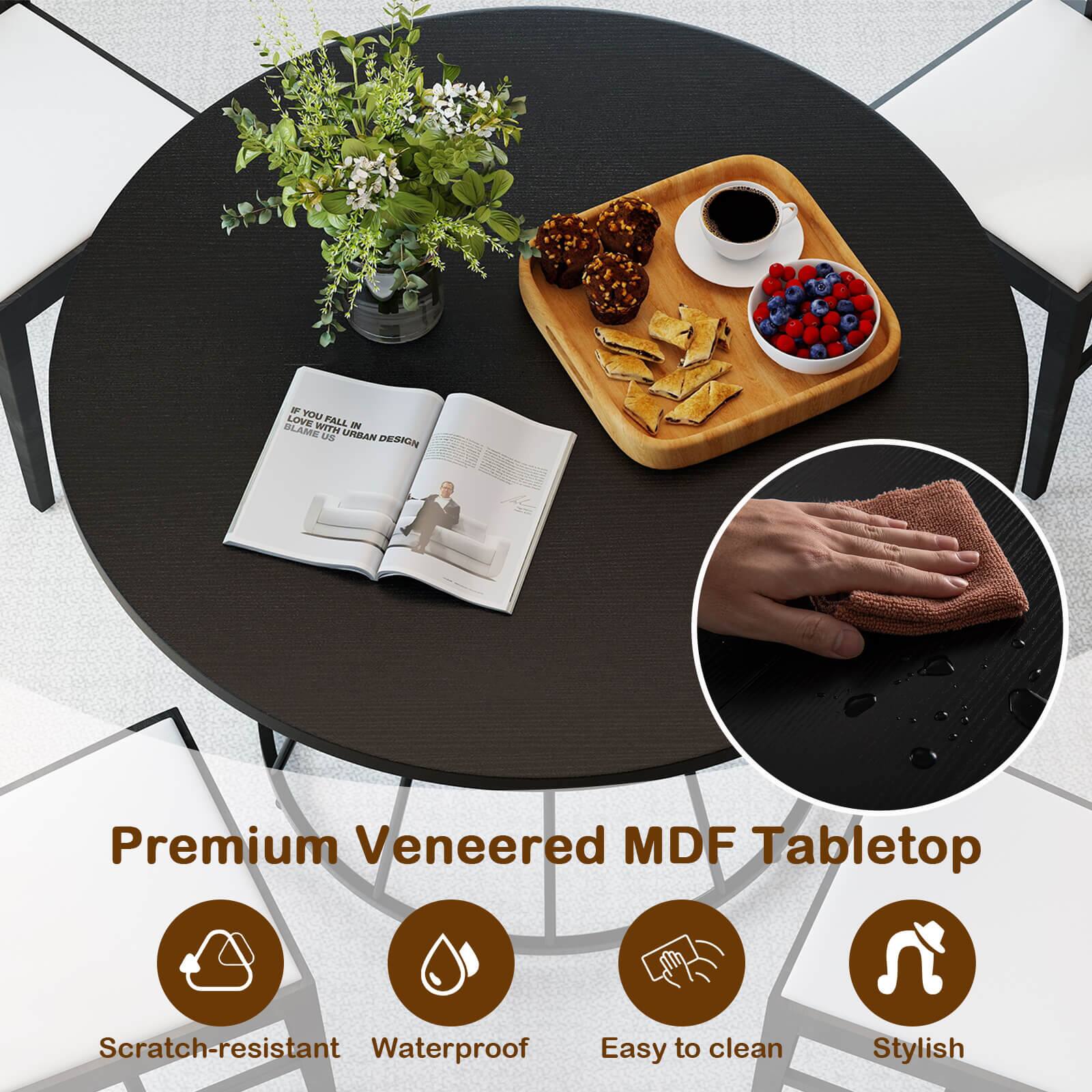 Premium Veneered MDF Tabletop

- Scratch-resistant
- Waterproof
- Easy to clean
- Stylish