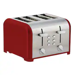 Kenmore - 4-Slice Stainless Steel Toaster, Dual Controls, Wide Slot - Red