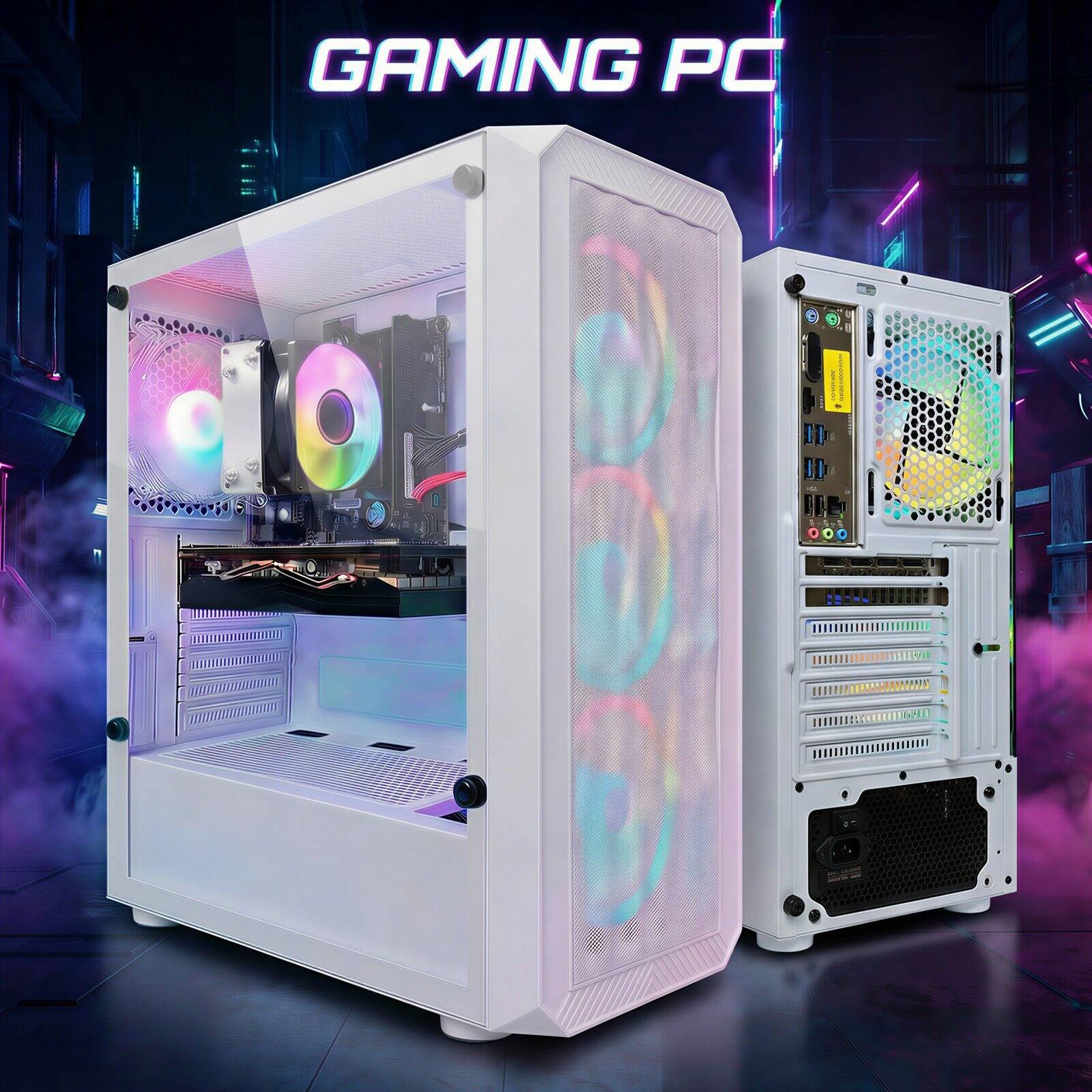 Left. STGAubron - STGAubron Gaming Desktop PC, Radeon RX 580 8G GDDR5, Ryzen 3 3200G 3.6 GHz, 16G DDR4, 1T SSD, 600M WiFi, BT 5.0, W11H64 - White.