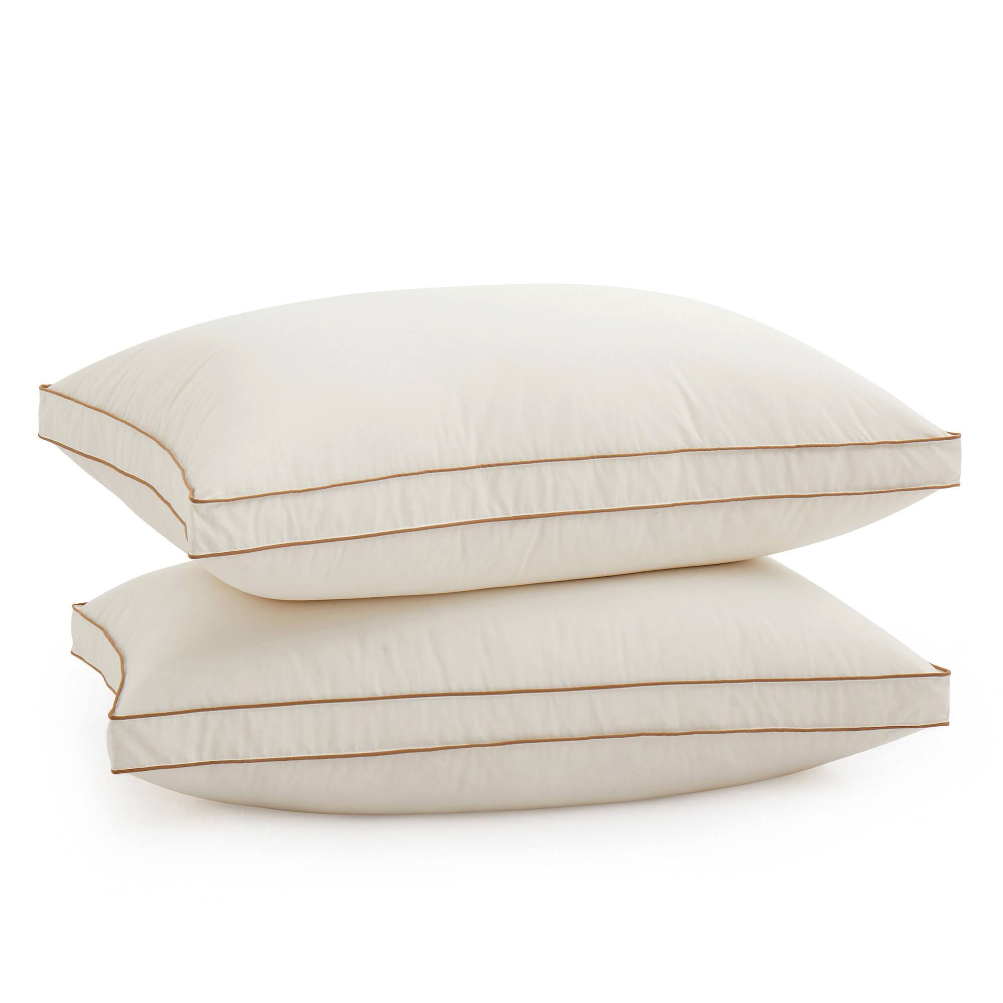 Left. Puredown - Puredown 300TC Organic Cotton Down Feather Bed Pillow Made in Japan, Gusseted, Queen - Gusseted.