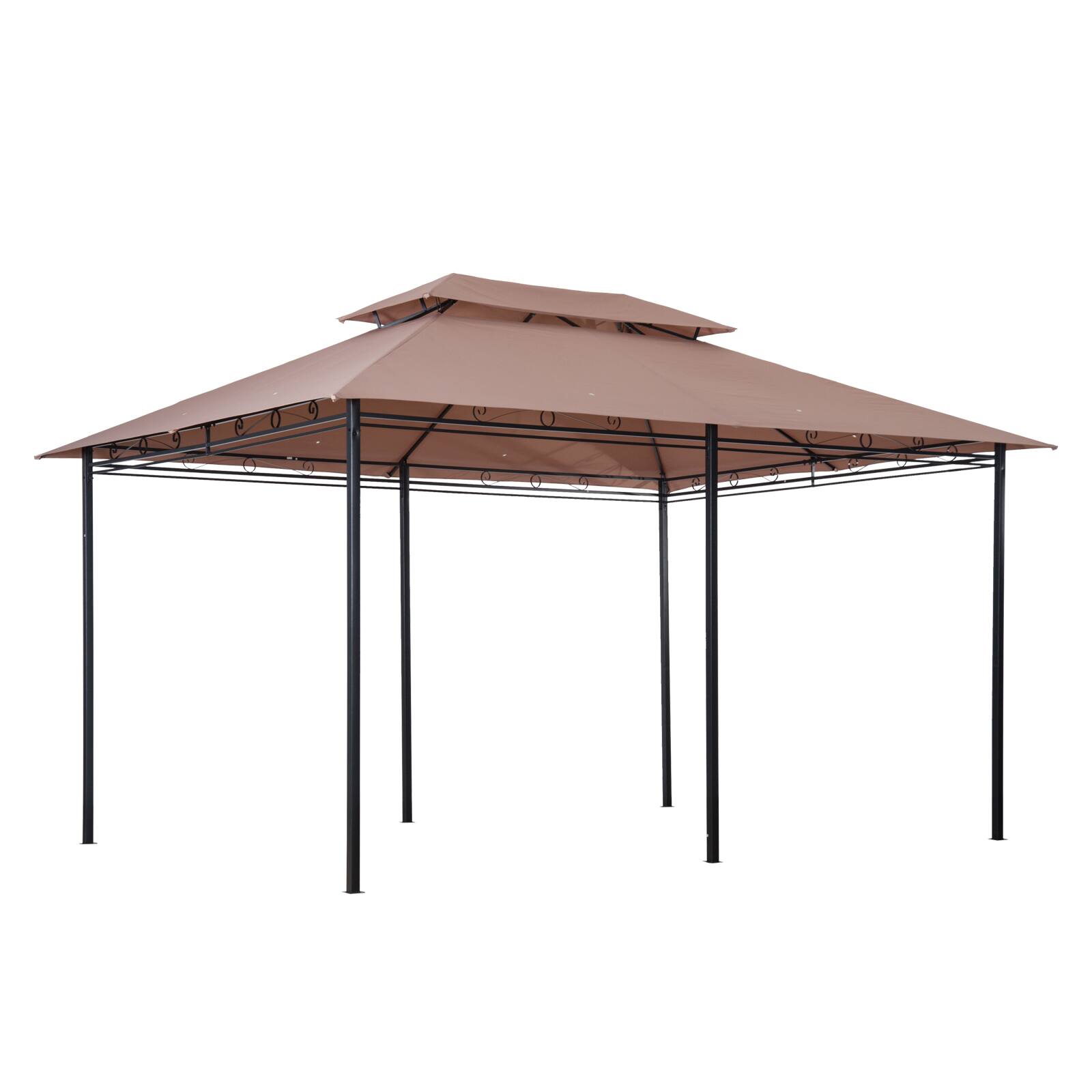 Alt View 3. Outsunny - 10' x 13' Patio Gazebo, Outdoor Gazebo Canopy Shelter with Curtains, Vented Roof, Steel Frame for Garden, Lawn - Khaki.