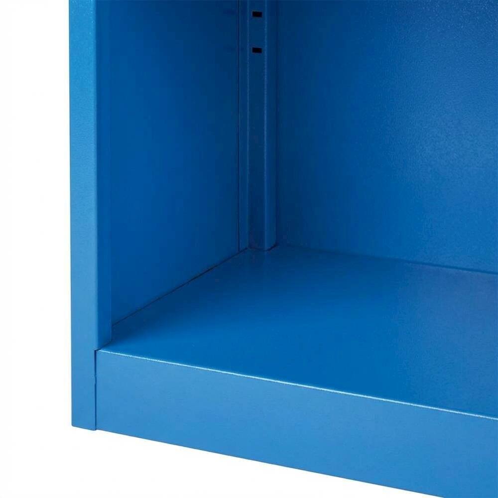Alt View 3. FurniFact - Blue Metal Bookcase with Steel Frame for Residential Use - Blue.