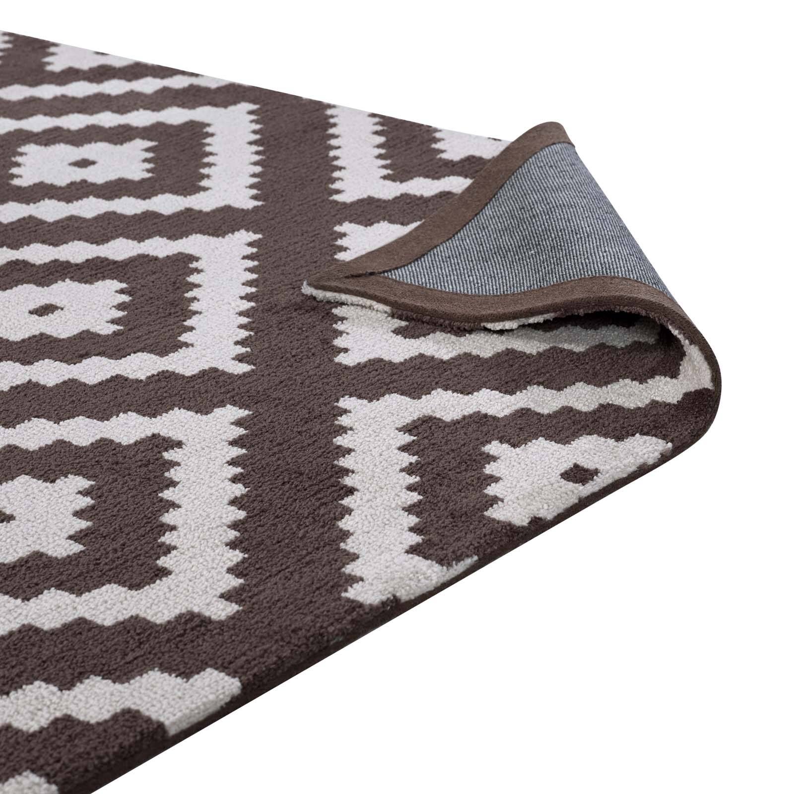 Alt View 2. Modway - Alika Abstract Diamond Trellis Area Rug - Ivory and Brown.