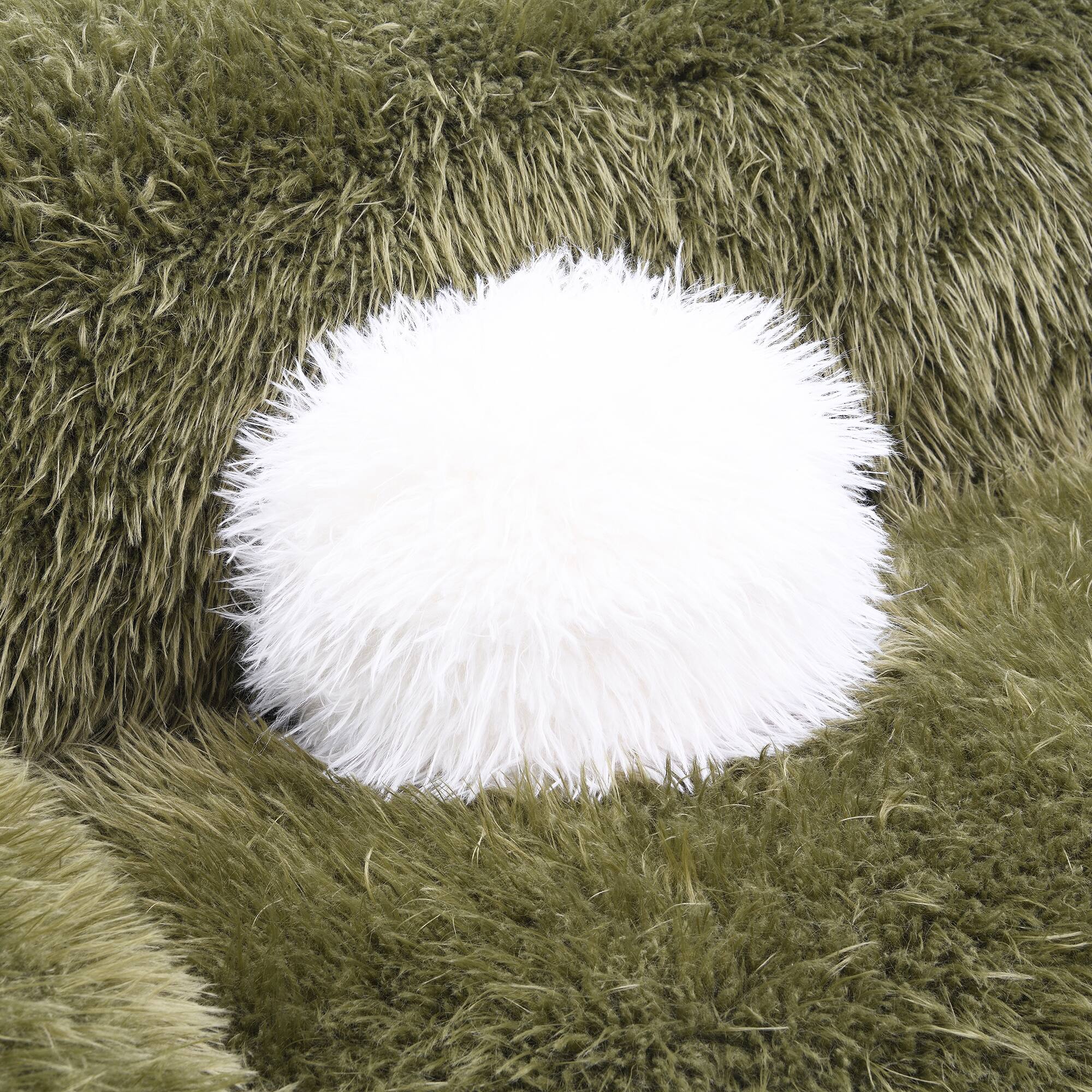 Alt View 6. Vaczon - Plush Faux Fur 360 Degree Swivel Chair with Soft Ball Pillow Comfortable Accent Chair for Living Room Bedroom or Lounge - Olive Green.