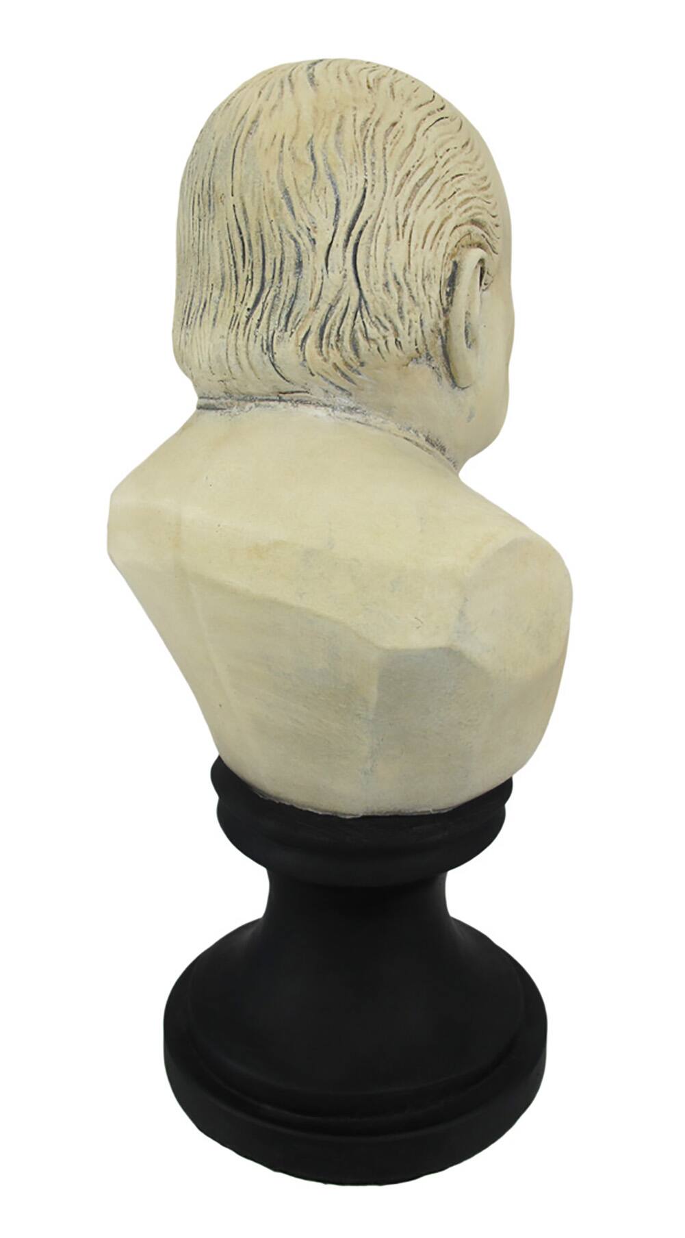 Alt View 2. Zeckos - Molded Plaster Winston Churchill with Cigar Bust Statue - Off-white.