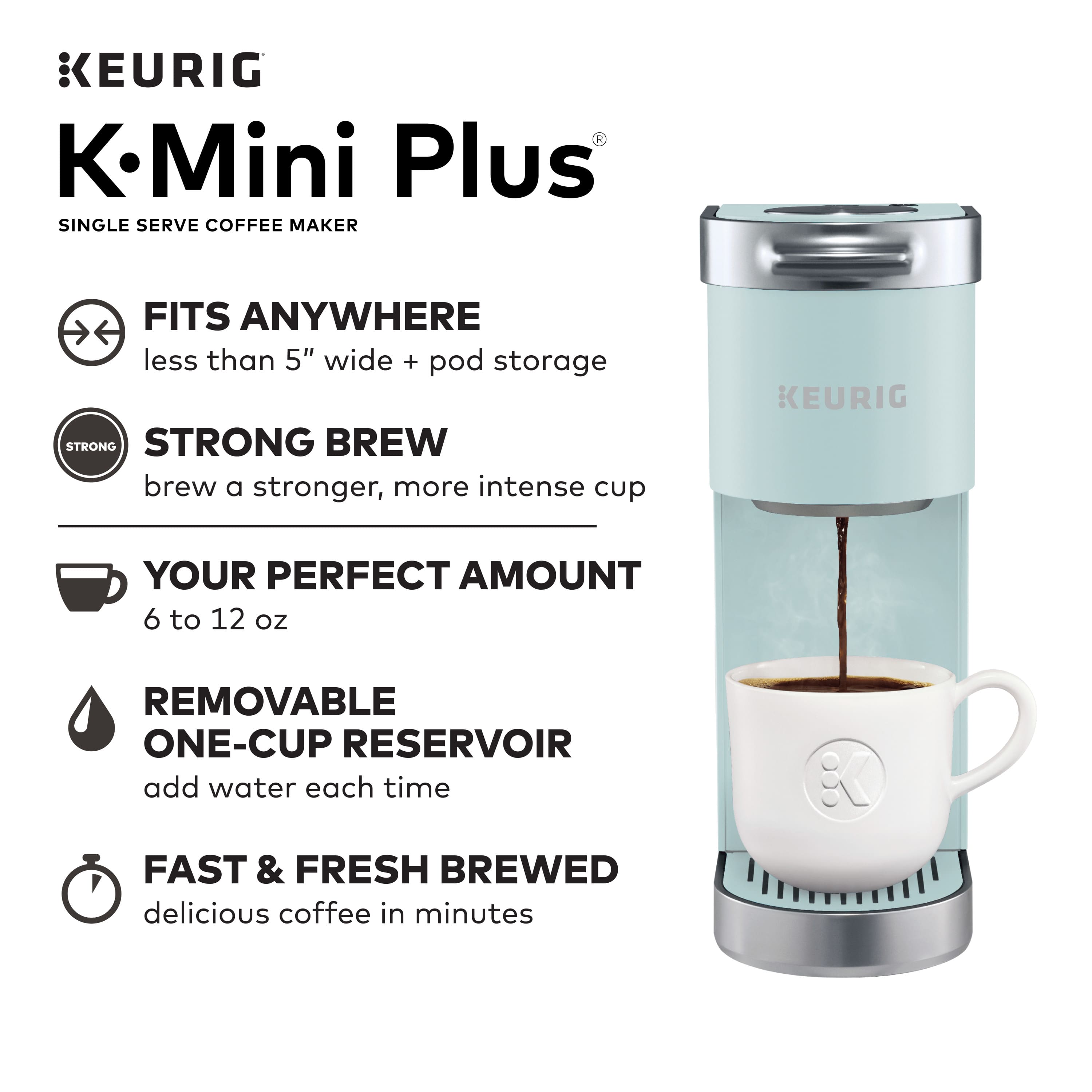 Alt View Zoom 15. Keurig - K-Mini Plus Single Serve K-Cup Pod Coffee Maker - Misty Green.